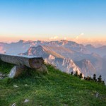 Panorama am Traunsteinhaus Bank zum Rasten