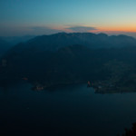 Traunsee nach Sonnenuntergang Blick vom Traunsteinhaus